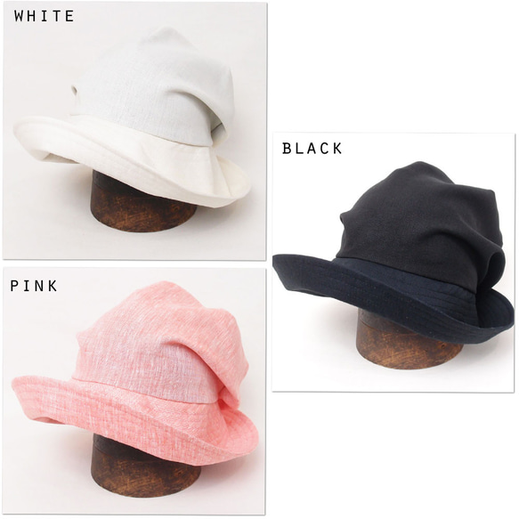 ピッコロオクトハット・リネン/フリーサイズ UV たためる帽子 風に飛ばない帽子　 2枚目の画像