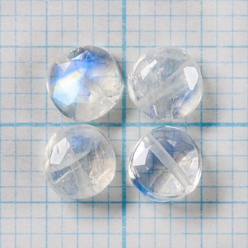 2粒売り 宝石質レインボームーンストーンAAA- コインカット