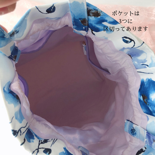 アネモネ柄 ショルダーバッグ 巾着バッグ レザー レザー紐 長財布