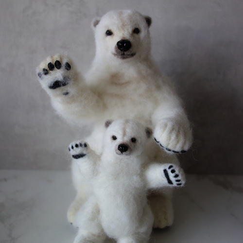 H441-568』 ハンドメイド・手芸 白くまちゃん＊羊毛フェルト＊と北極の