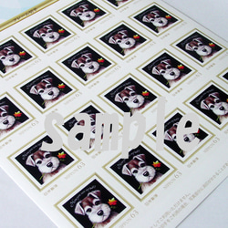 オリジナルデザイン63円切手5枚・ミニチュアシュナウザーくん・もふもふ・あごひげ・たれ耳・ふさふさ眉・パステル画 2枚目の画像