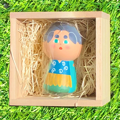 昔話 浦島太郎【木箱と額入りイラスト付】小こけし。誕生日