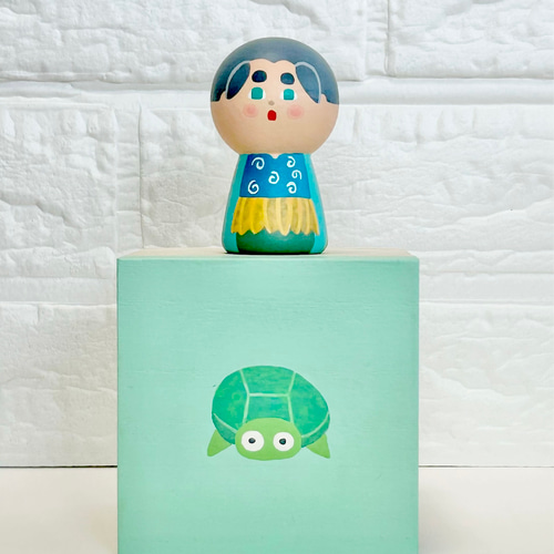 昔話 浦島太郎【木箱付】小こけし。誕生日・記念日・プチギフト