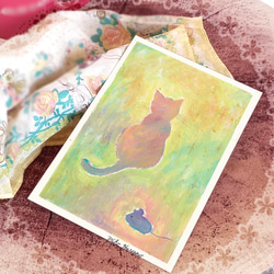 【原画1点限り】ほんわか猫とネズミ 小さなパステル画 6枚目の画像