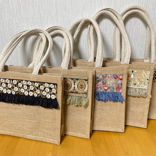 インド刺繍 ジュートバッグ トートバッグ mignon. 通販 16389421