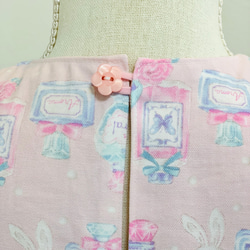 【受注制作サイズ80〜130】うさぎ柄　子供服　26㎝ドール　お揃い　エプロンワンピース　水色　ピンク 11枚目の画像