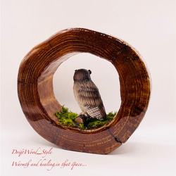 一つ限りの流木アート 森の中のシマフクロウ ジオラマ 流木 フィギュア 置物 鳥 インテリア レジン N1 7枚目の画像