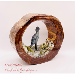 一つ限りの流木アート 水辺のハシビロコウ ジオラマ 流木 フィギュア 置物 鳥 インテリア レジン N1 8枚目の画像
