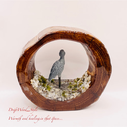 一つ限りの流木アート 水辺のハシビロコウ ジオラマ 流木 フィギュア 置物 鳥 インテリア レジン N1 6枚目の画像