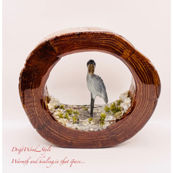 一つ限りの流木アート 水辺のハシビロコウ ジオラマ 流木 フィギュア 置物 鳥 インテリア レジン N1 2枚目の画像
