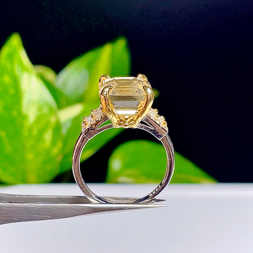 宝石質】シトリン 黄水晶 リング 指輪 天然石 純銀 水晶 19 指輪