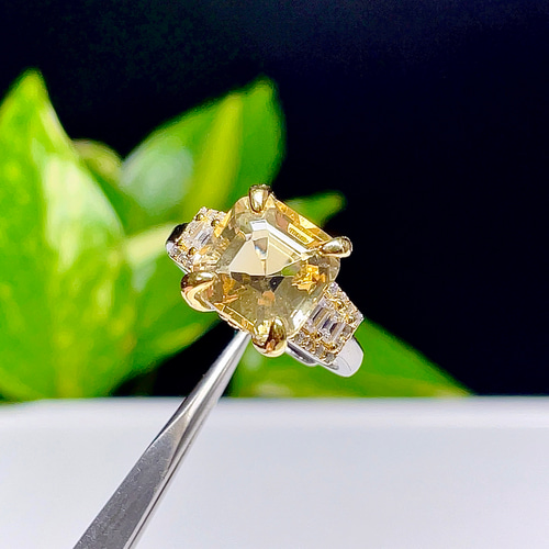 宝石質】シトリン 黄水晶 リング 指輪 天然石 純銀 水晶 19 指輪