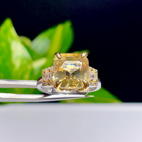 宝石質】シトリン 黄水晶 リング 指輪 天然石 純銀 水晶 19 指輪
