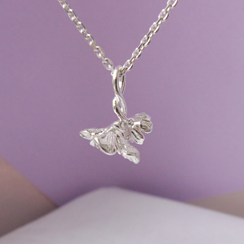 フラワーシリーズ-ラッピングハイビスカスフラワーシルバーネックレス