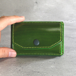 ☆受注制作☆いるものが入るコインケース調のかまぼこ財布・ルガトレザー・グリーン 5枚目の画像
