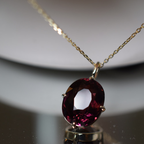 K9-5 非加熱 4.89ct 天然トルマリン ワインレット 9金 K9 チャーム 