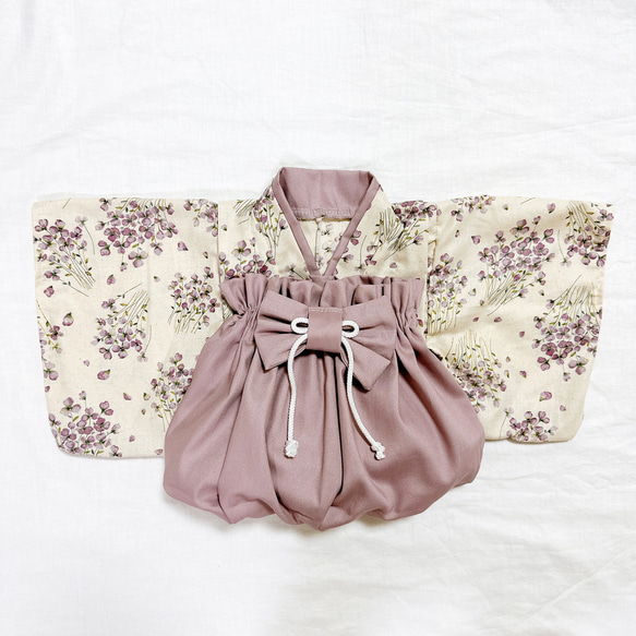 ○【3ヶ月〜5歳頃まで長く使える⭐︎】1番可愛いベビー袴 すみれ