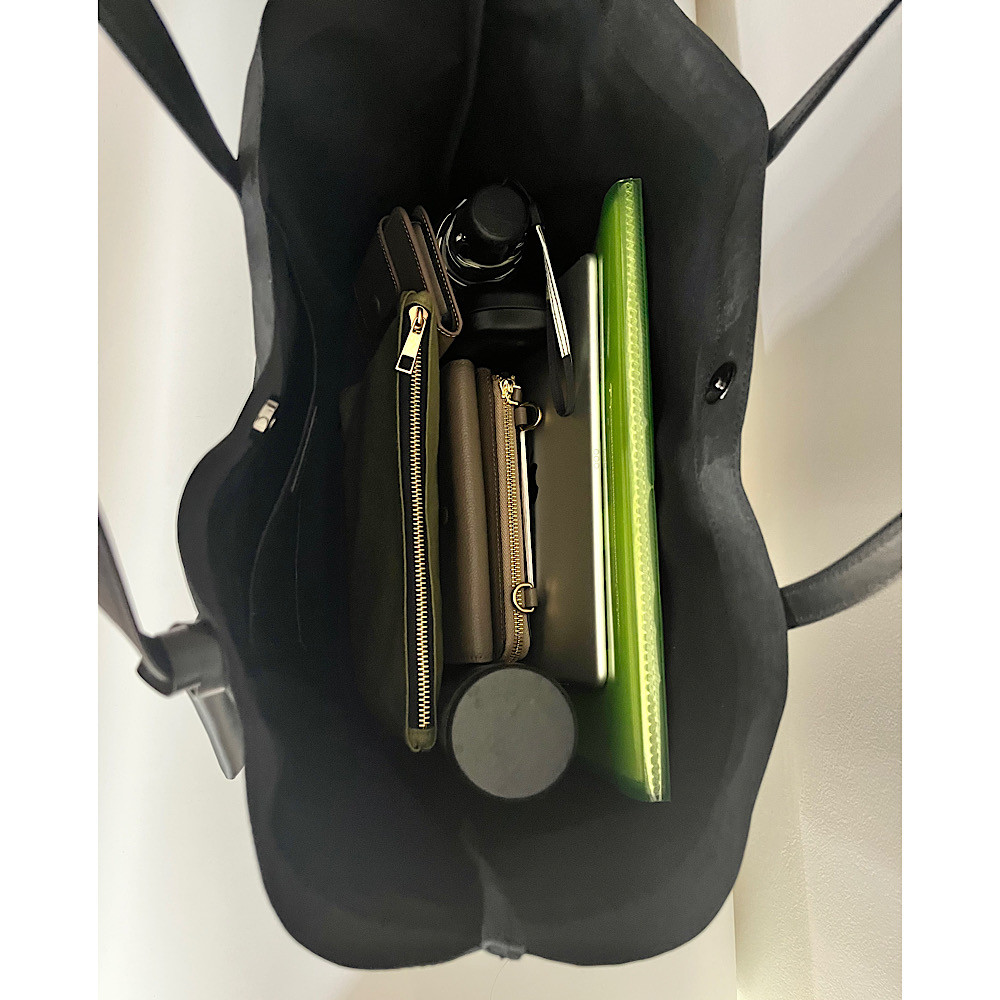 ナイロンレザー　トートバッグ　L  大容量バッグ　通勤バッグ　旅行バッグ　本革ミニポーチ付き　名入れ可