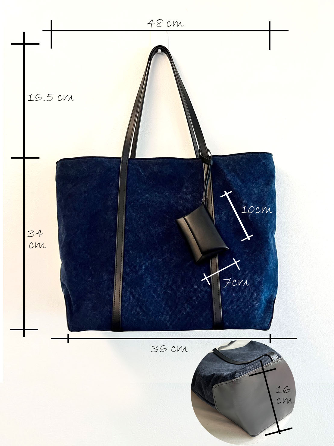 ナイロンレザー　トートバッグ　L  大容量バッグ　通勤バッグ　旅行バッグ　本革ミニポーチ付き　名入れ可