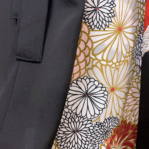 差し色カワイイ 黒留スカート 結婚式 演奏会 着物リメイク 演奏会 衣装