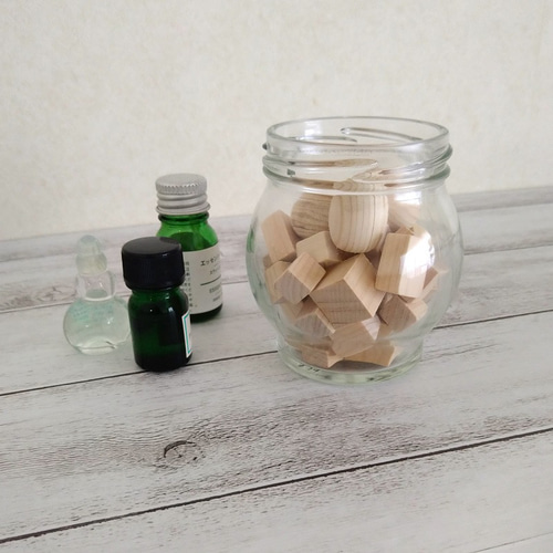 海と山のオブジェ シーグラス、国産ひのき いろんなカタチ 球びん