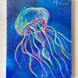 真作 作品証明書付】アクリル画 クラゲ 原画 現代アート