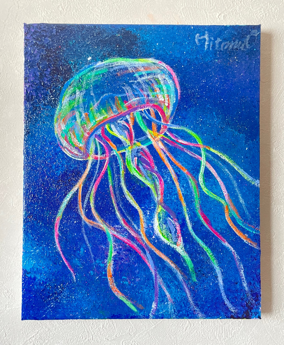 真作 作品証明書付】アクリル画 クラゲ 原画 現代アート