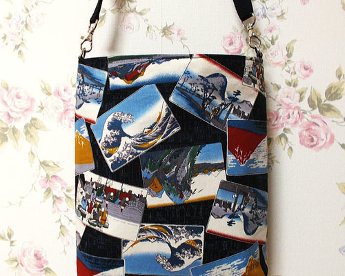 和柄 葛飾北斎 浮世絵サコッシュ 浮世絵ポシェット ショルダー