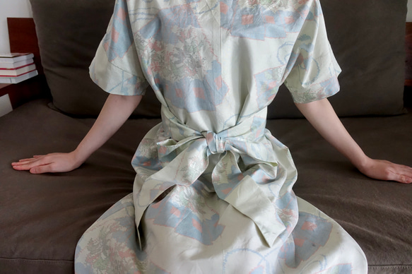 着物リメイクシンプルワンピース〜夏でも涼しい上質大島紬素材〜kimono remake yokakimono よかきもの 9枚目の画像