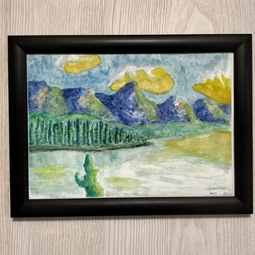 守屋多々志、黄色い風景（トゥスカニア）、希少な額装用画集より 2025