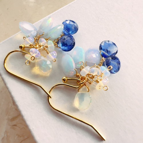 ♢人気♢カラーオパール 宝石質ブルーカイヤナイト 14kgf ピアス/イヤリング ♢人気♢カラーオパール 宝石質ブルーカイヤナイト 14kgf ピアス