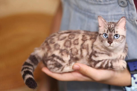 【オーダーメイドペット】羊毛フェルト、うちの子　猫ぬいぐるみ、フェルト猫、羊毛猫、肖像画、犬猫人形 プレゼントやギフトに 100% 模様