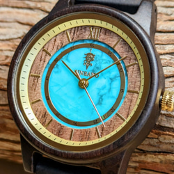 【木製腕時計】EINBAND Anmut 天然石 ターコイズ × サンダルウッド【32mm】 2枚目の画像