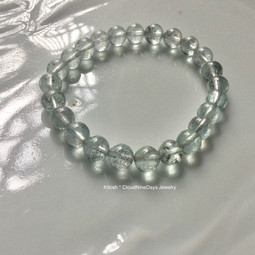 モスアクアマリン10.5mm粒・オールブレスレット モスアクアマリン 10mm ブレスレット｜Arancia Stone アランシア