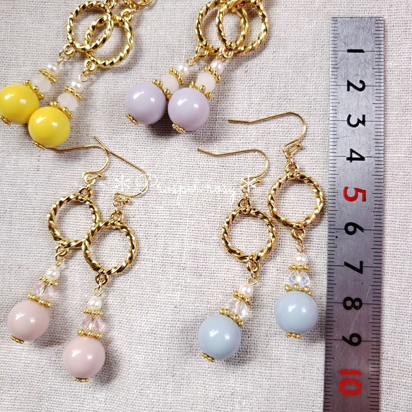 ＊500円☆４color☆くすみ色ボール シンプル ピアス/イヤリング＊プチプラ ゆらゆら キラキラ Simple 7枚目の画像