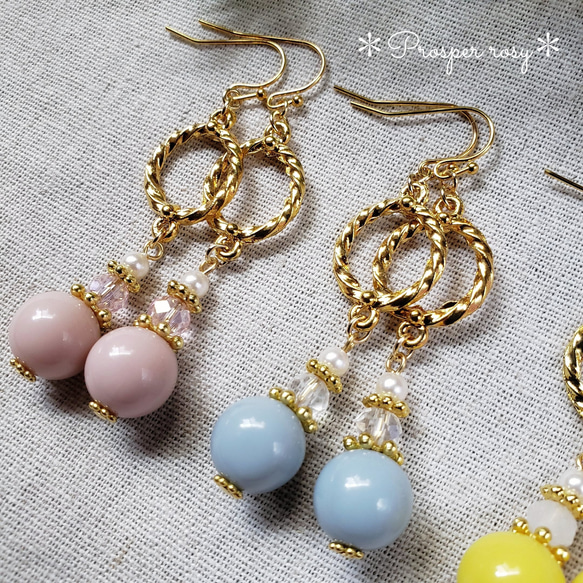 ＊500円☆４color☆くすみ色ボール シンプル ピアス/イヤリング＊プチプラ ゆらゆら キラキラ Simple 4枚目の画像