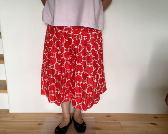 プリーツスカートりんご 綿素材ノスタルジックスカート 10枚目の画像