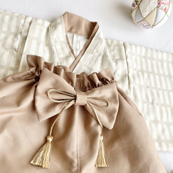【ラスト1】ベビー袴　ハンドメイド　ボタニカルアイボリー×アイボリー ベビー袴 花柄刺繍ピンク× アイボリー 90/100 | KANA KANA baby&kids
