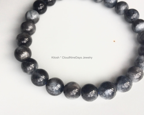 ブラックアクアマリン 7.5 mm ブレスレット Kitosh*Cloud9Days
