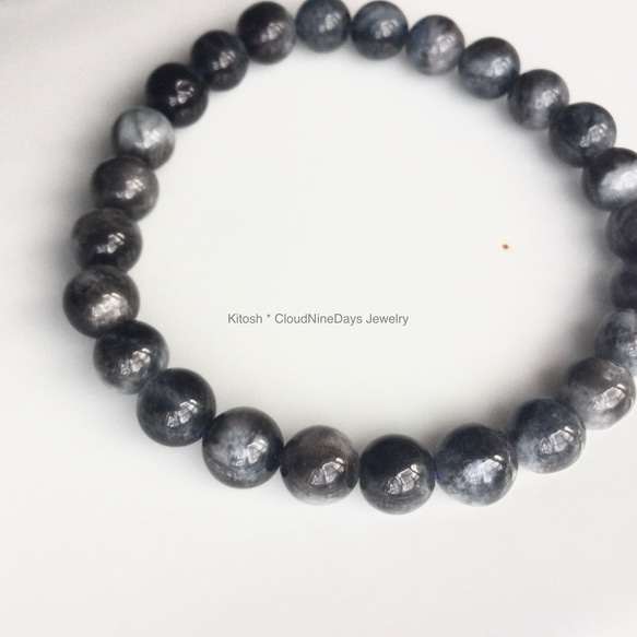 ブラックアクアマリン 7.5 mm ブレスレット Kitosh*Cloud9Days