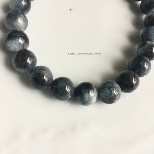 レア品質【超美品】完全別格【透明感】【ブラックモス】アクアマリン約13.5㍉ ブラックアクアマリン 7.5 mm ブレスレット Kitosh*Cloud9Days