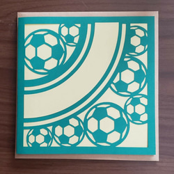 サッカーボール 切り絵カード Ｌサイズ　1枚　［'24］ 1枚目の画像