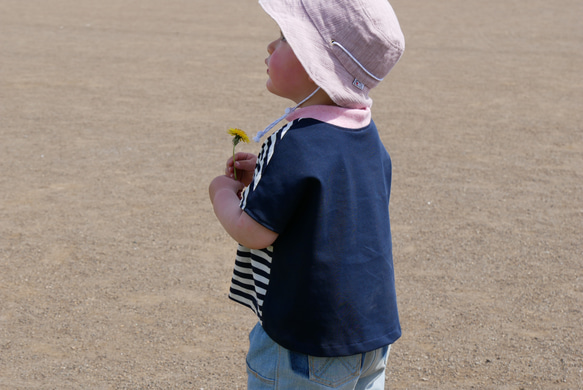 子供服　ベビー服　ネイビー配色カットソー 4枚目の画像