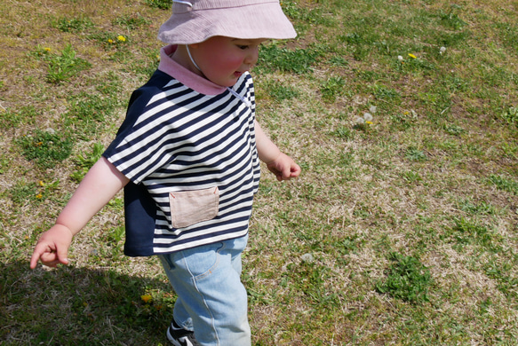 子供服　ベビー服　ネイビー配色カットソー 2枚目の画像