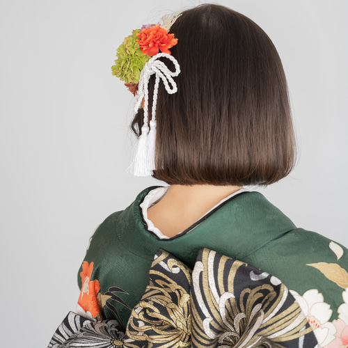 tegaraヘッドドレス「組紐飾りと金細工」グリーン tegara ヘッドドレス 【組紐飾りと金細工】 結婚式 和装 成人式