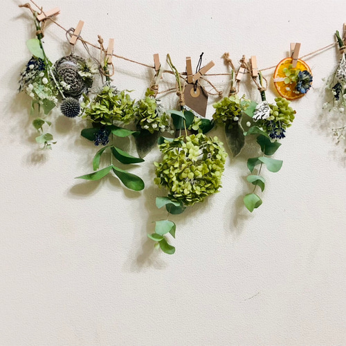 ドライフラワーガーランド スワッグ ガーランド ユーカリ 瑠璃玉アザミ  