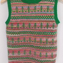 フェアアイルベスト　手編み　セーター　ニット　秋冬 6枚目の画像
