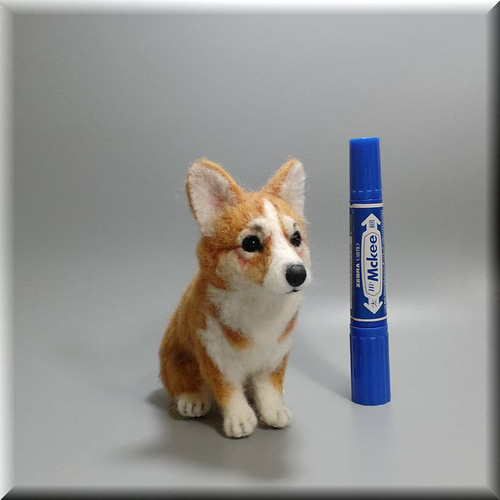 羊毛フェルト 犬 コーギー 羊毛フェルト コーギー 犬 置物 ハンドメイド - メルカリ