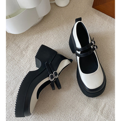23秋季女式真皮鞋超輕厚底鞋淺口高跟鞋 22 厘米-24.5 厘米 #791⭐免運費⭐ 第8張的照片