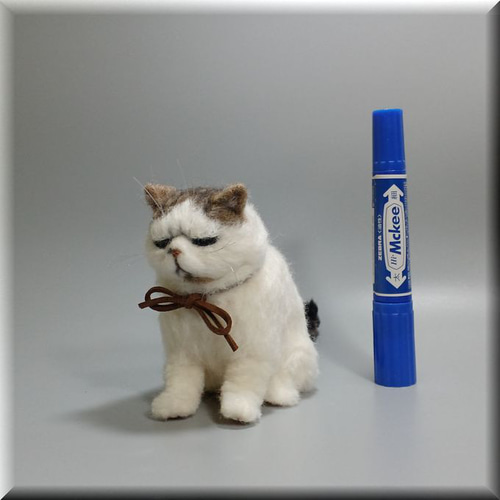 羊毛フェルト 猫のフィギュア 羊毛フェルト 猫 パティシエ キジトラさん ねこ ネコ 猫